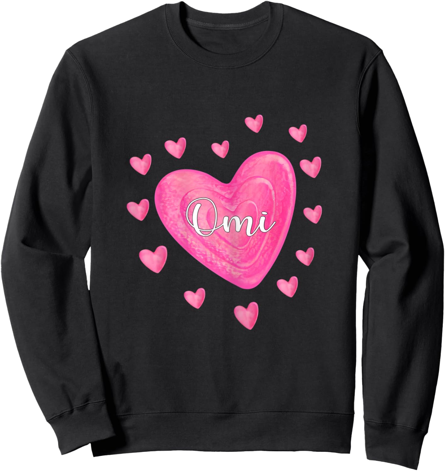 Valentine’s Day Lovely Omi Heart Sweatshirt - Sweatshirt | Black