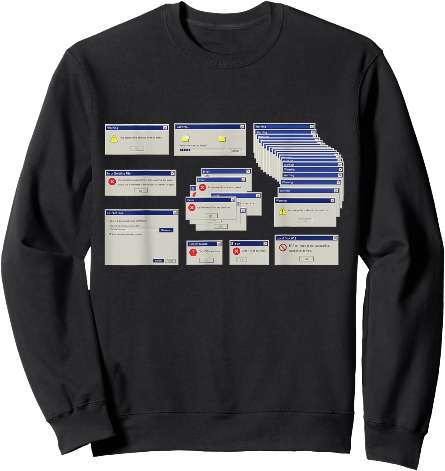 Cool Computer Error Pop Up Illustration Message Graphic Sweatshirt - Sweatshirt | Black