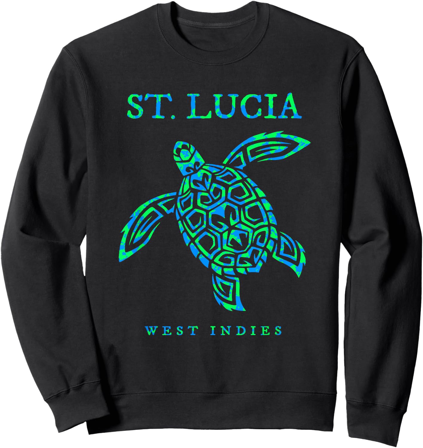 St Lucia Sea Turtle Travel Cruise Vacation Souvenir Sweatshirt - Sweatshirt | Black