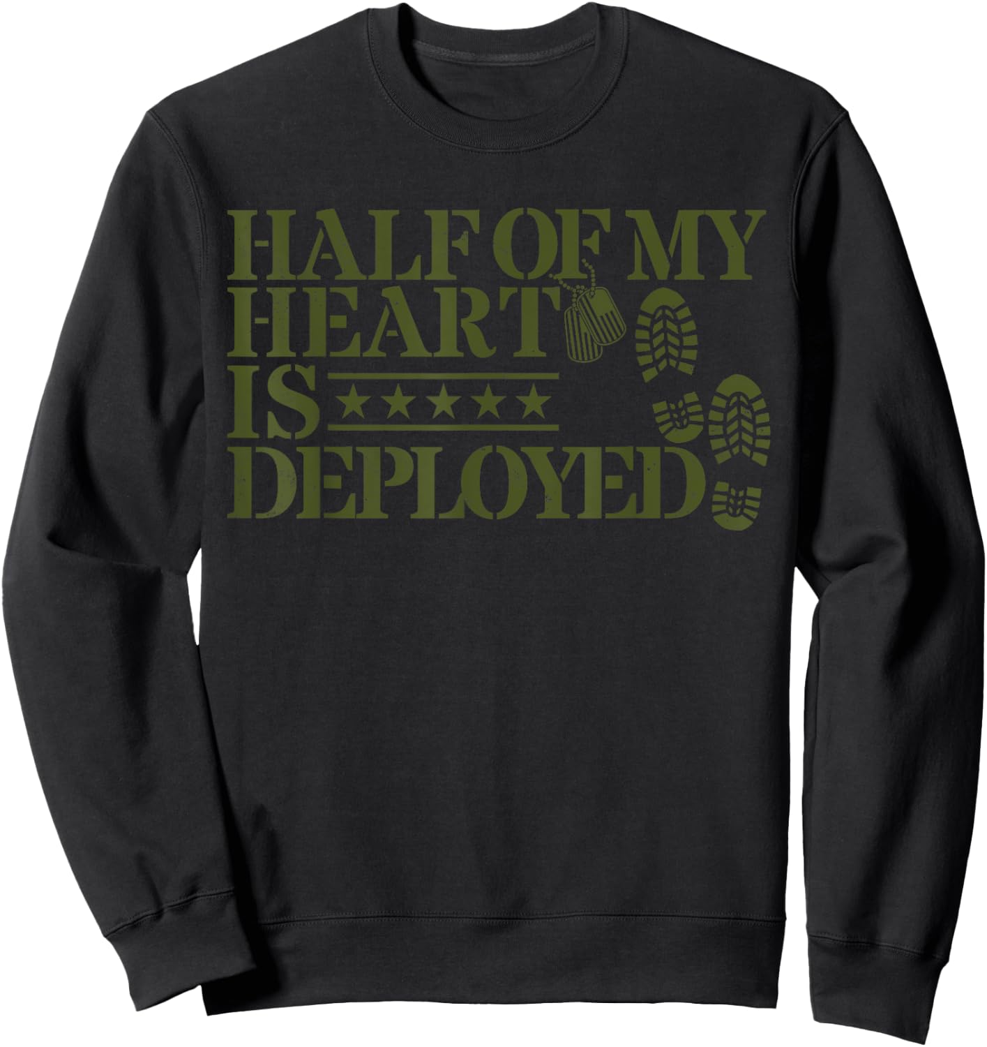 Half Of My Heart Is Deployed Husband Wife Deployment Gifts Sweatshirt - Sweatshirt | Black