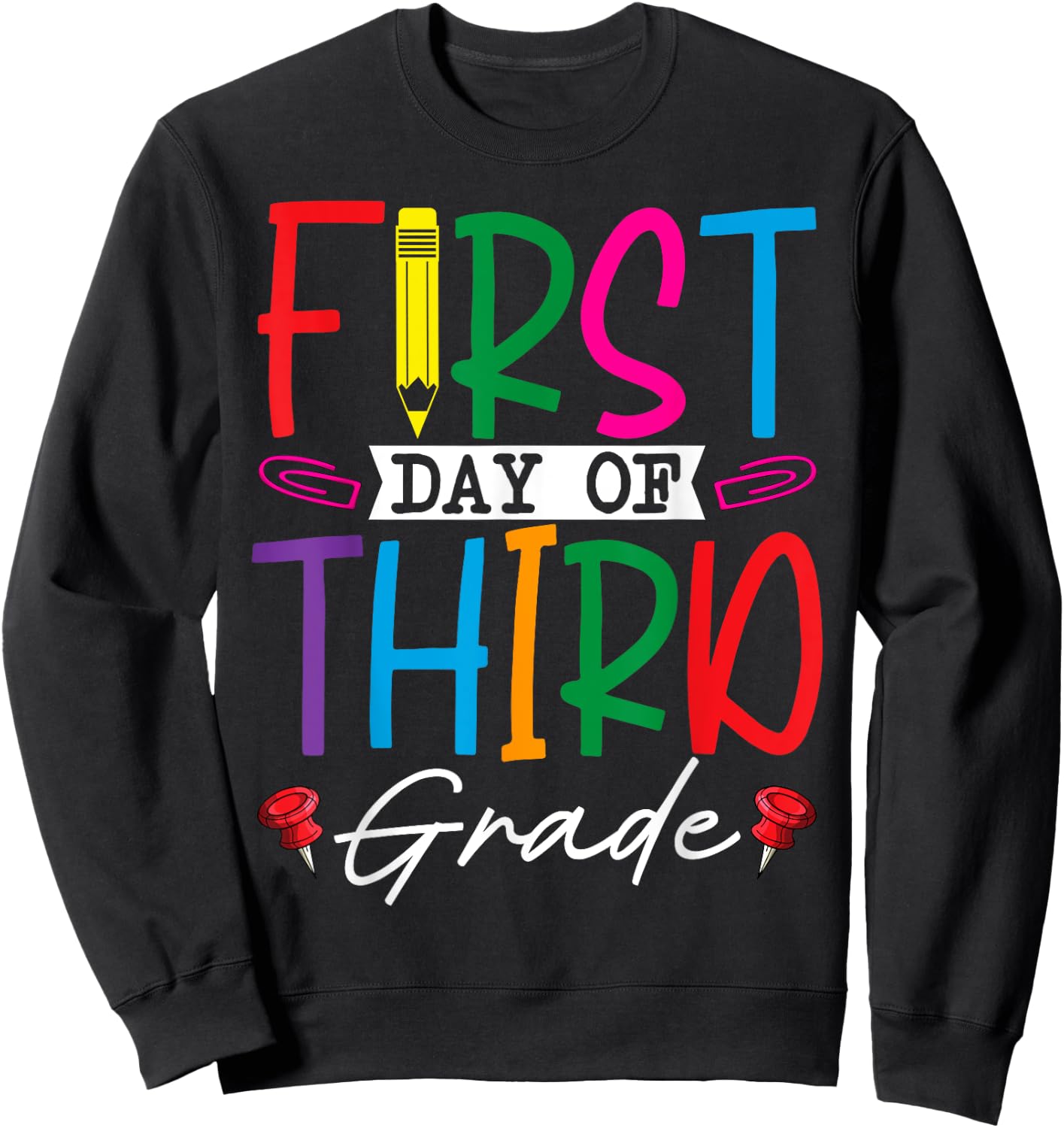 Retro First Day Of Third Grade Team Students Back To School Sweatshirt - Sweatshirt | Black