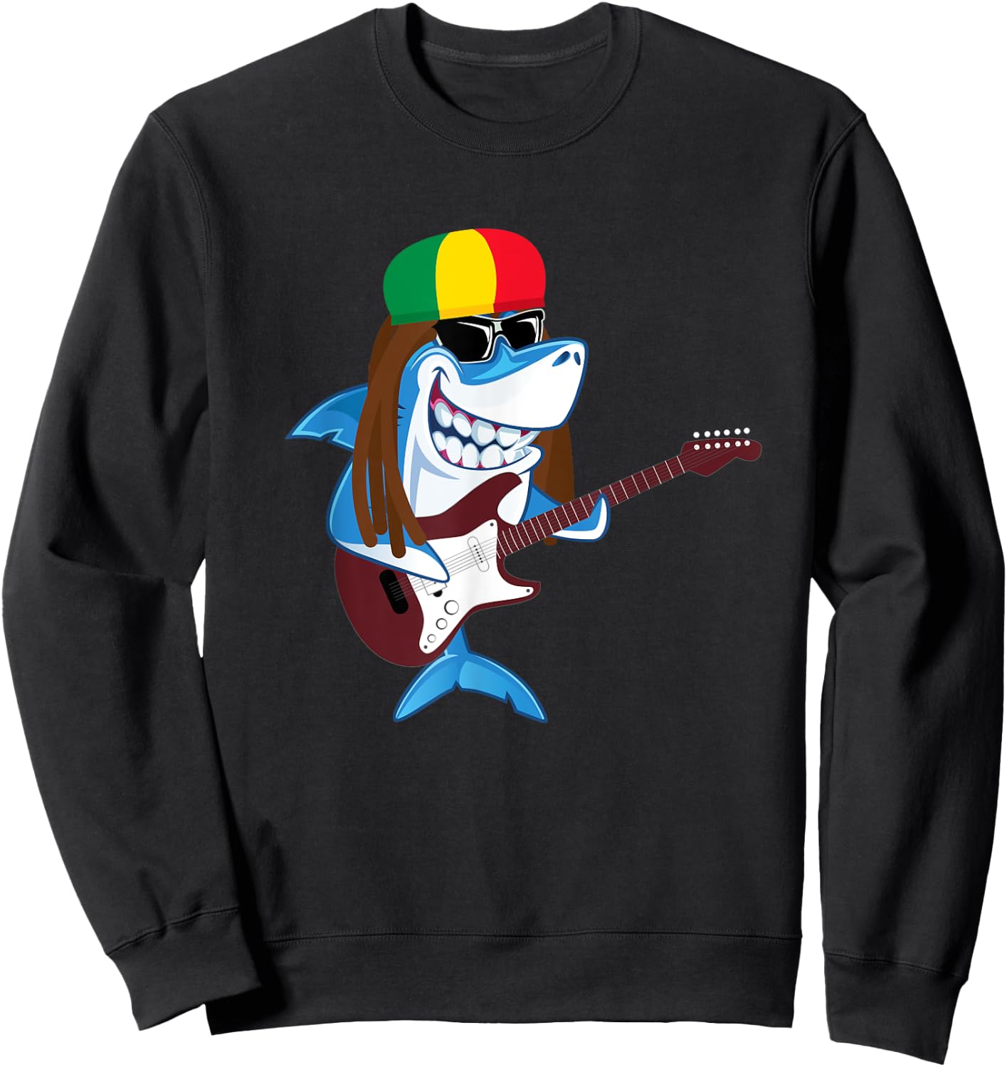 Rastafarian Shark Cut Reggae Jamaican Shark Sweatshirt - Sweatshirt | Black