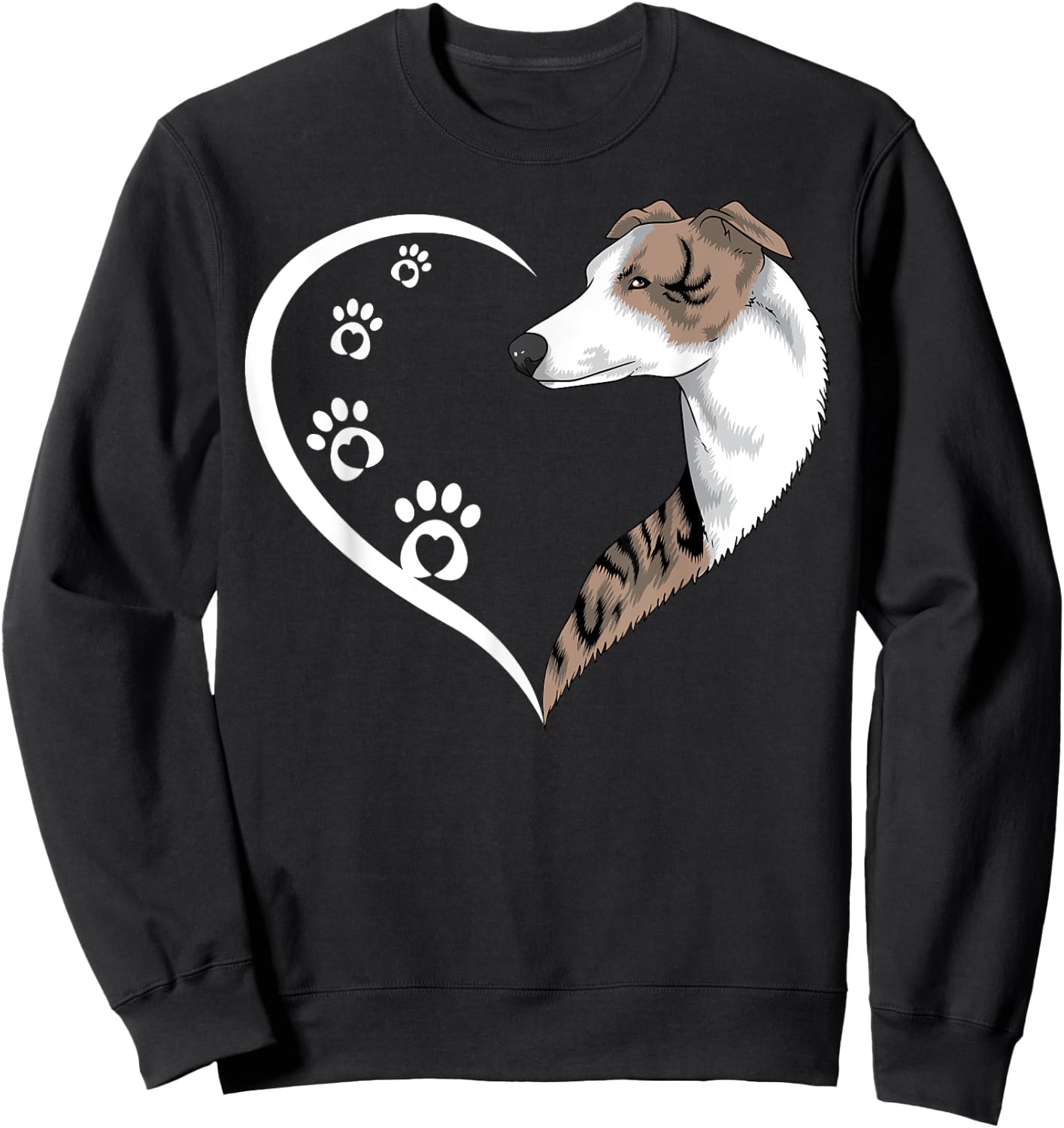 Whippet Shirts Girls Kids Heart Cute Whippet Sweatshirt - Sweatshirt | Black