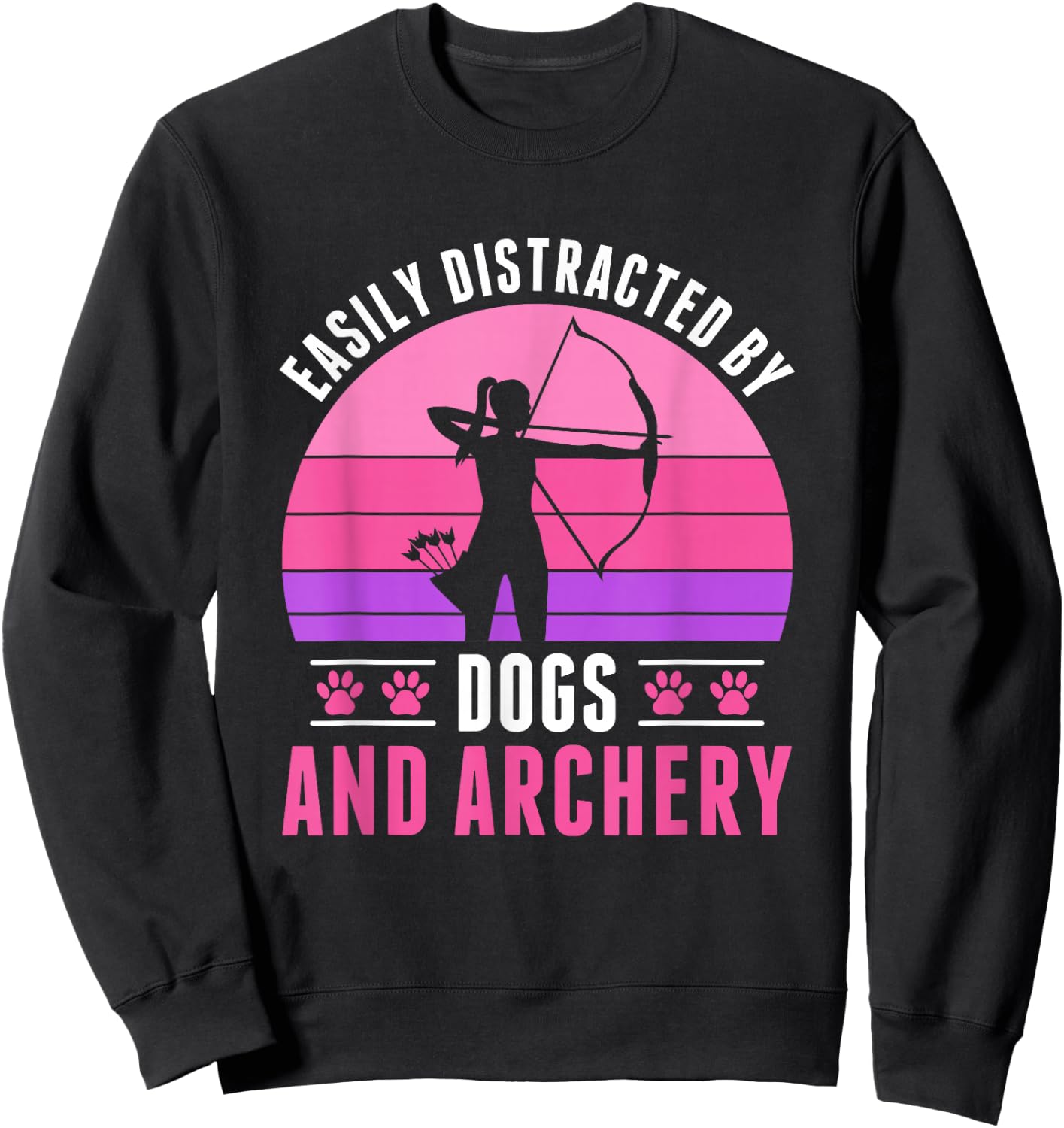 Easily Distracted by Archery and Dogs Archer Women Girls Sweatshirt - Sweatshirt | Black
