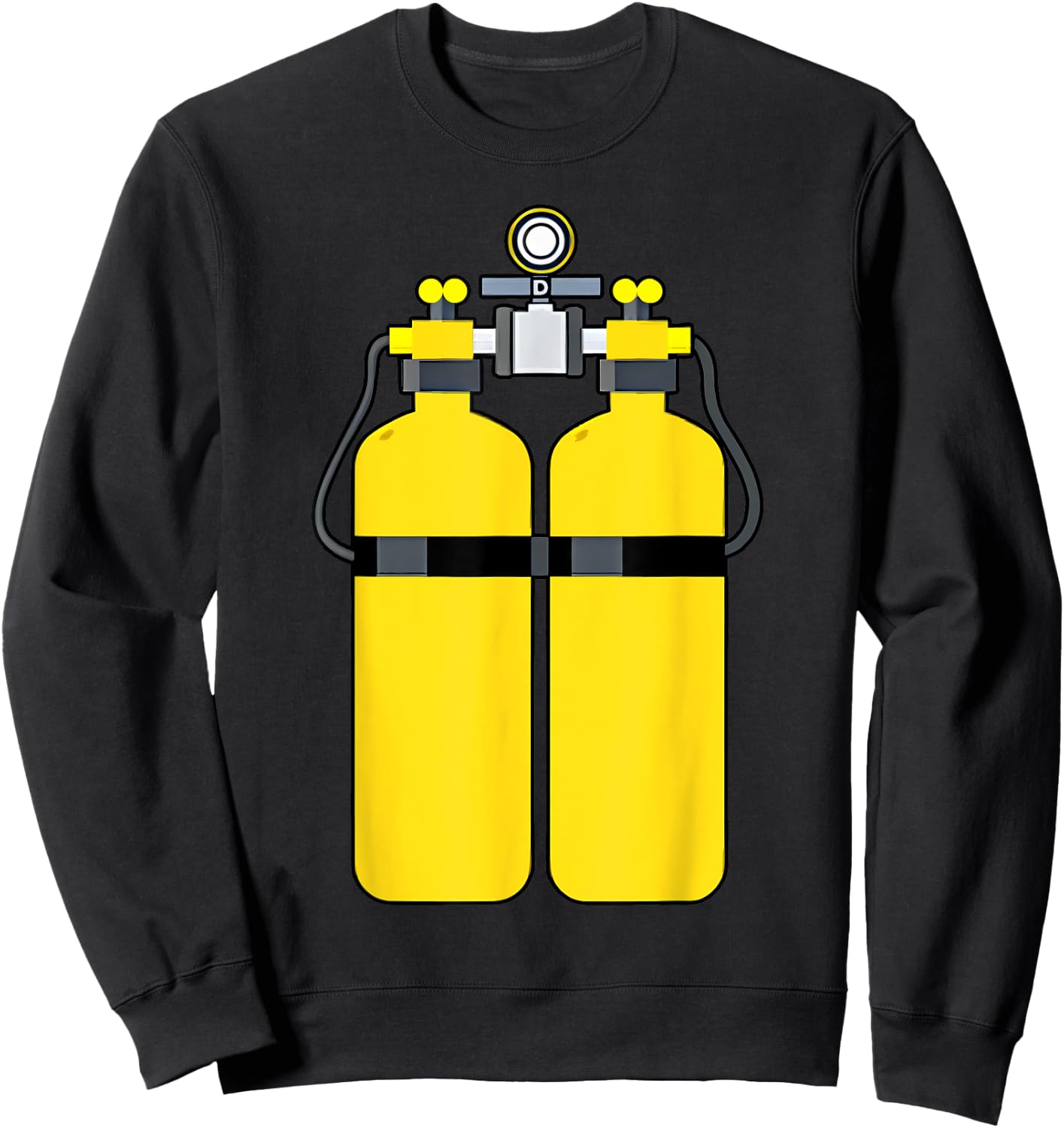 Funny Scuba Tank Backprint Halloween Costumes Scuba Diver Sweatshirt - Sweatshirt | Black