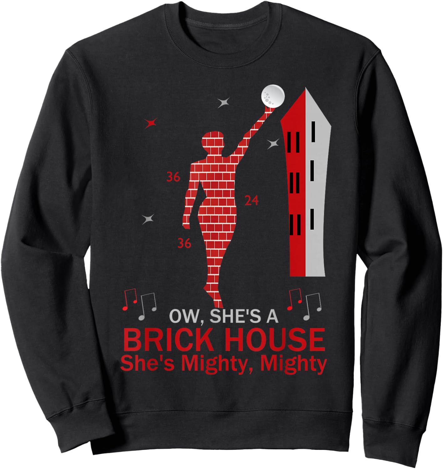 Funny Brick House 80's Hit Songs or Women Graphic Sweatshirt - Sweatshirt | Black