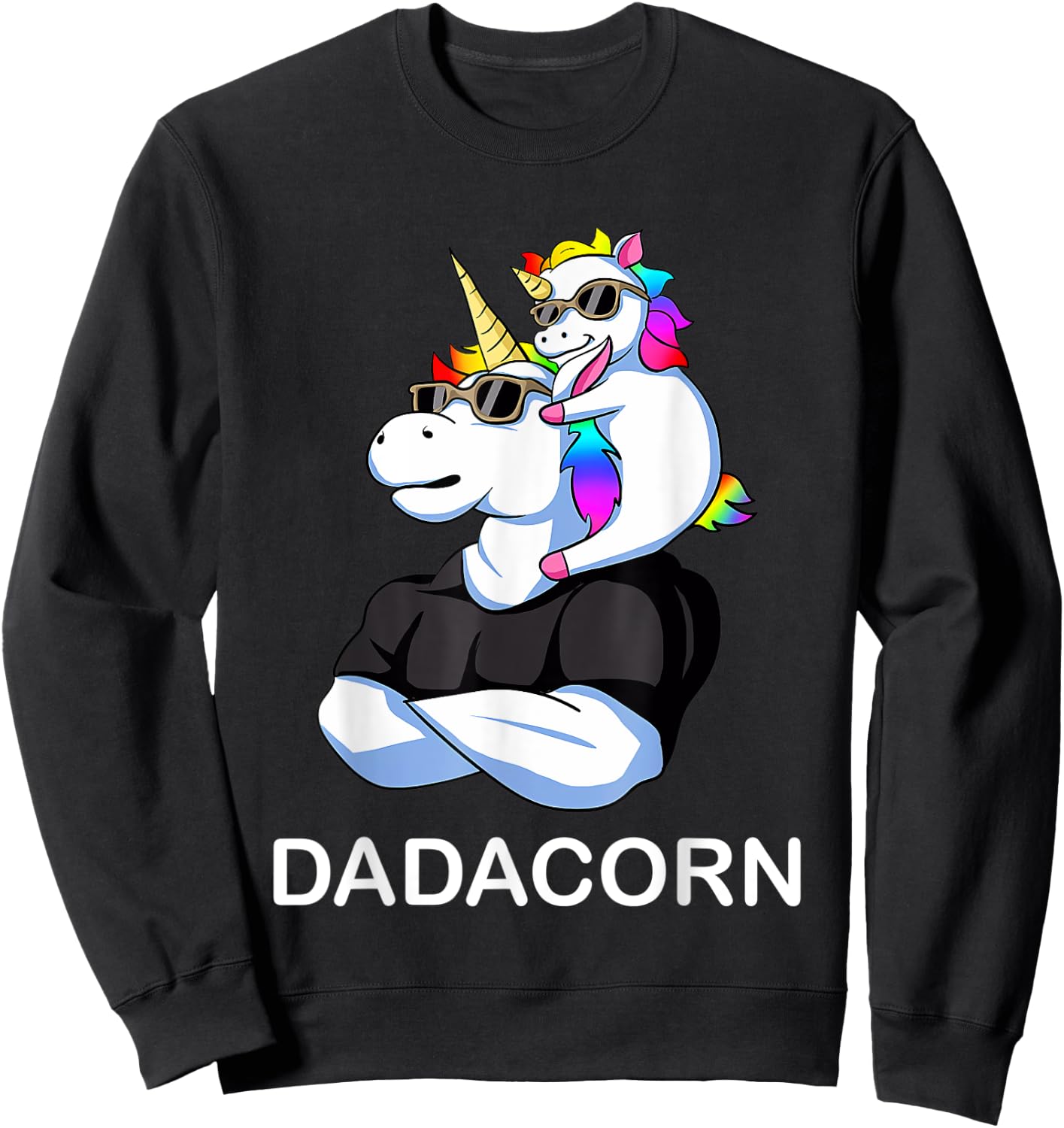 Fathers Day Gift Unicorn Dad Shirt Funny Dadacorn Men Sweatshirt - Sweatshirt | Black