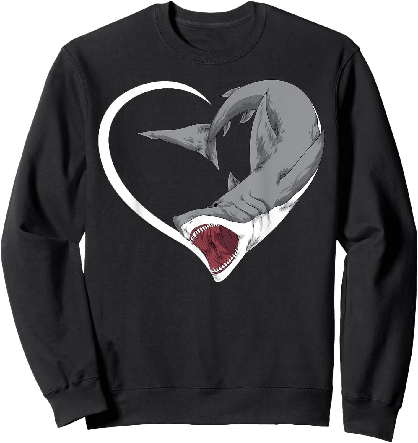 Shark Shirts Girls Kids Heart Cute Shark Sweatshirt - Sweatshirt | Black