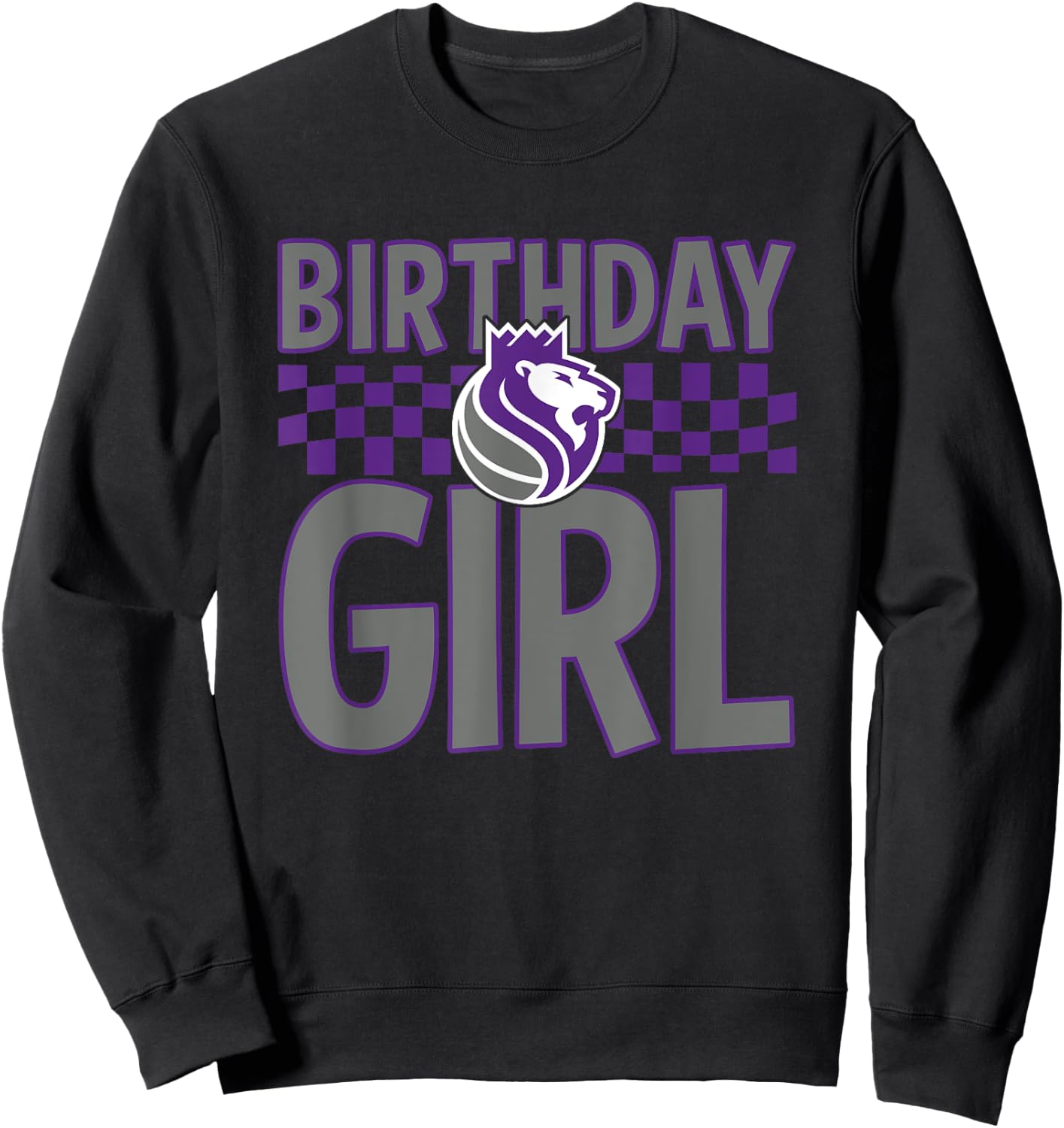NBA Sacramento Kings Birthday Girl Checkered Logo Sweatshirt - Sweatshirt | Black