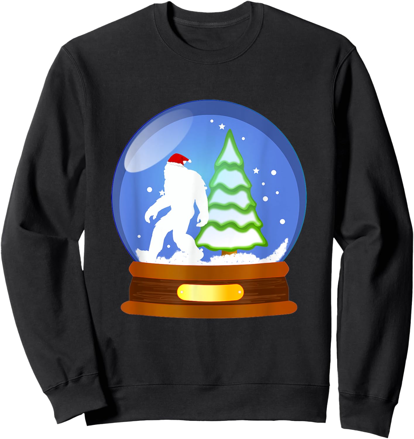 Bigfoot Santa Snow Globe Christmas Sweatshirt - Sweatshirt | Black