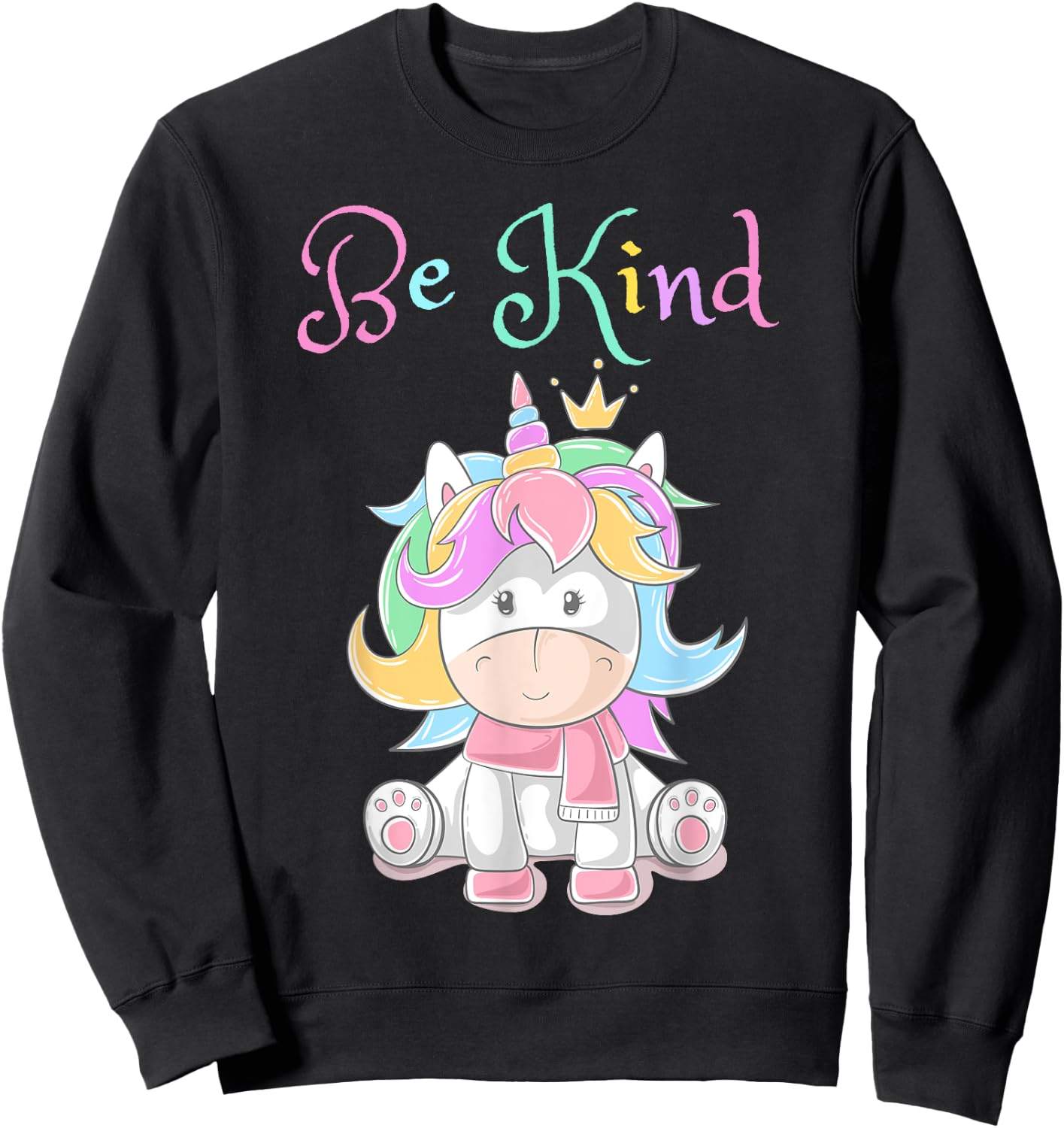 Be Kind Unicorn Shirt for Girls, Rainbow Unicorn Be Kind Sweatshirt - Sweatshirt | Black
