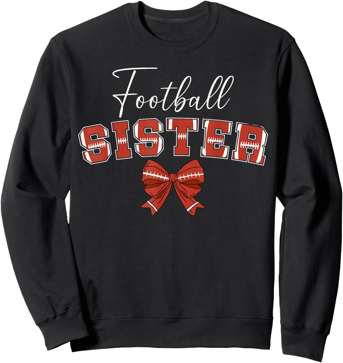 Football Sister Coquette Sister Of A Football Player Sweatshirt - Sweatshirt | Black