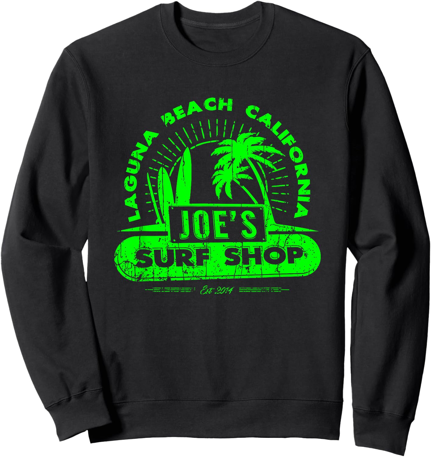 Joe's Surf Vintage Beach Green Logo Graphic Sweatshirt - Sweatshirt | Black
