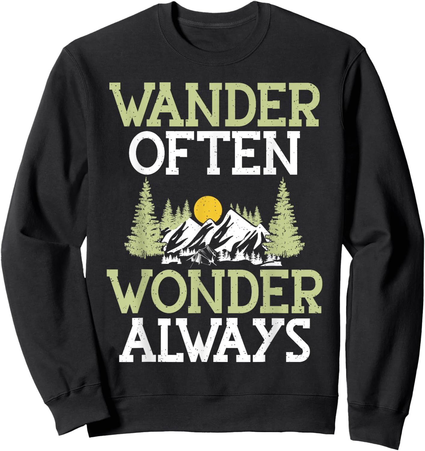 Wander Often Wonder Always Hiking Sweatshirt - Sweatshirt | Black