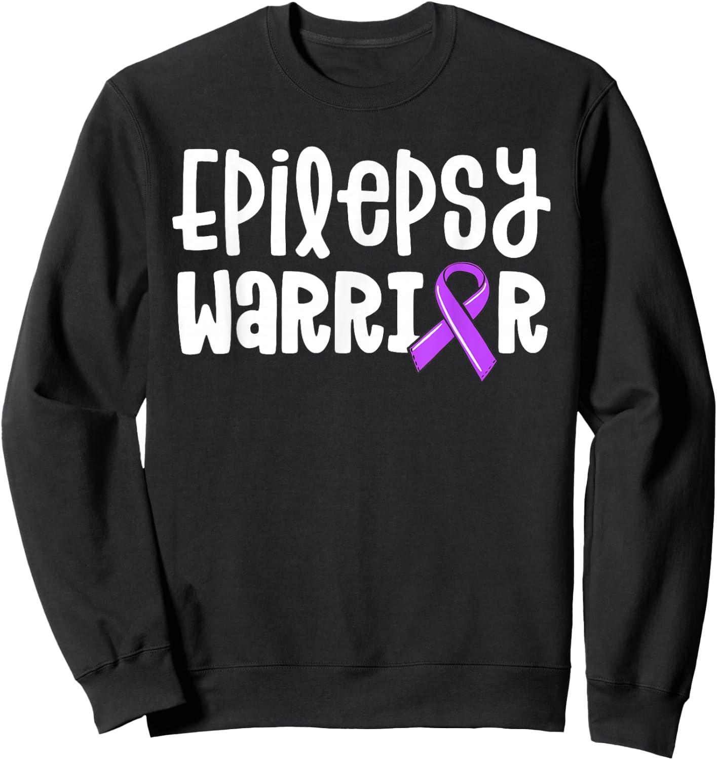 Epilepsy Warrior Kids Purple Ribbon Awareness Women's Shirt Sweatshirt - Sweatshirt | Black