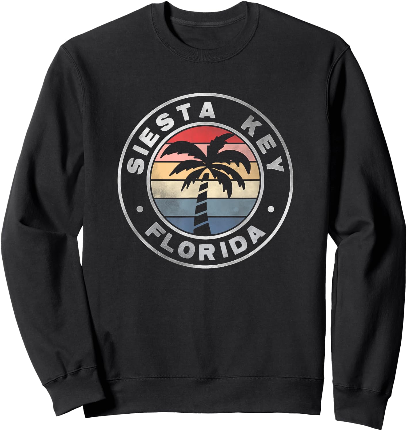 Siesta Key Florida Sunset Palm Trees Beach Retro Sweatshirt - Sweatshirt | Black