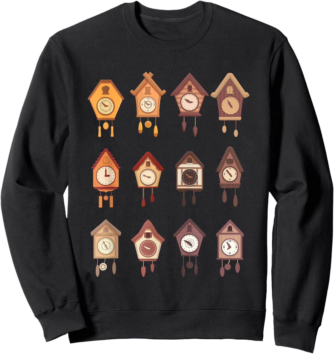 Cuckoo Time Clock Shaped Animal Bird Cuckoo Sweatshirt - Sweatshirt | Black