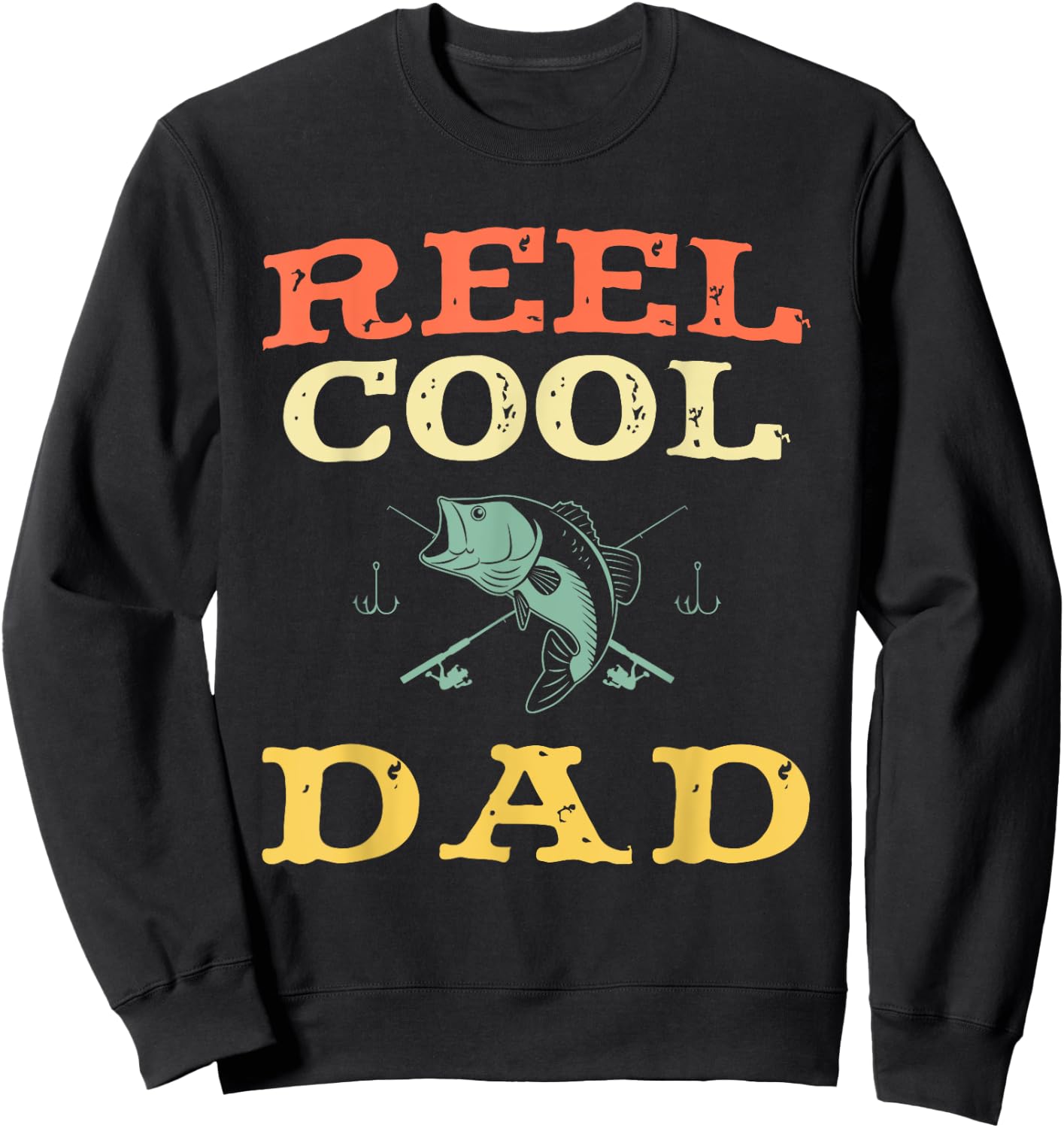 Reel Cool Dad Fishing Fisherman Funny Vintage Sweatshirt - Sweatshirt | Black