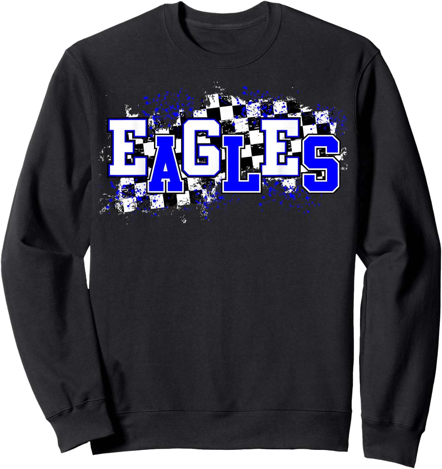 Blue Eagles School Spirit Eagle Pride Checkered Teacher Women Girls Kids Sweatshirt - Sweatshirt | Black