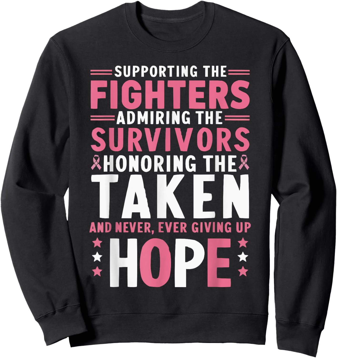 Breast Cancer Awareness Cancer Support Pink Ribbon Sweatshirt - Sweatshirt | Black