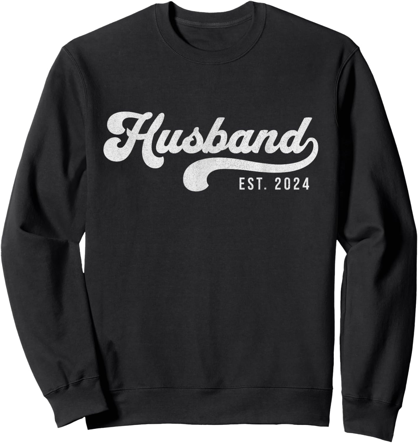Husband Est. 2024 Married Couple Vintage Matching Wedding Sweatshirt - Sweatshirt | Black