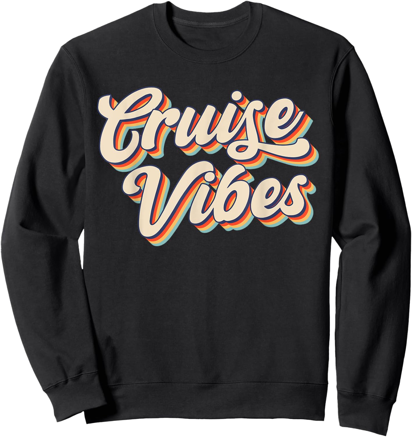 Cruise Vibes Groovy Matching Family Vacation Girls Cruise Sweatshirt - Sweatshirt | Black