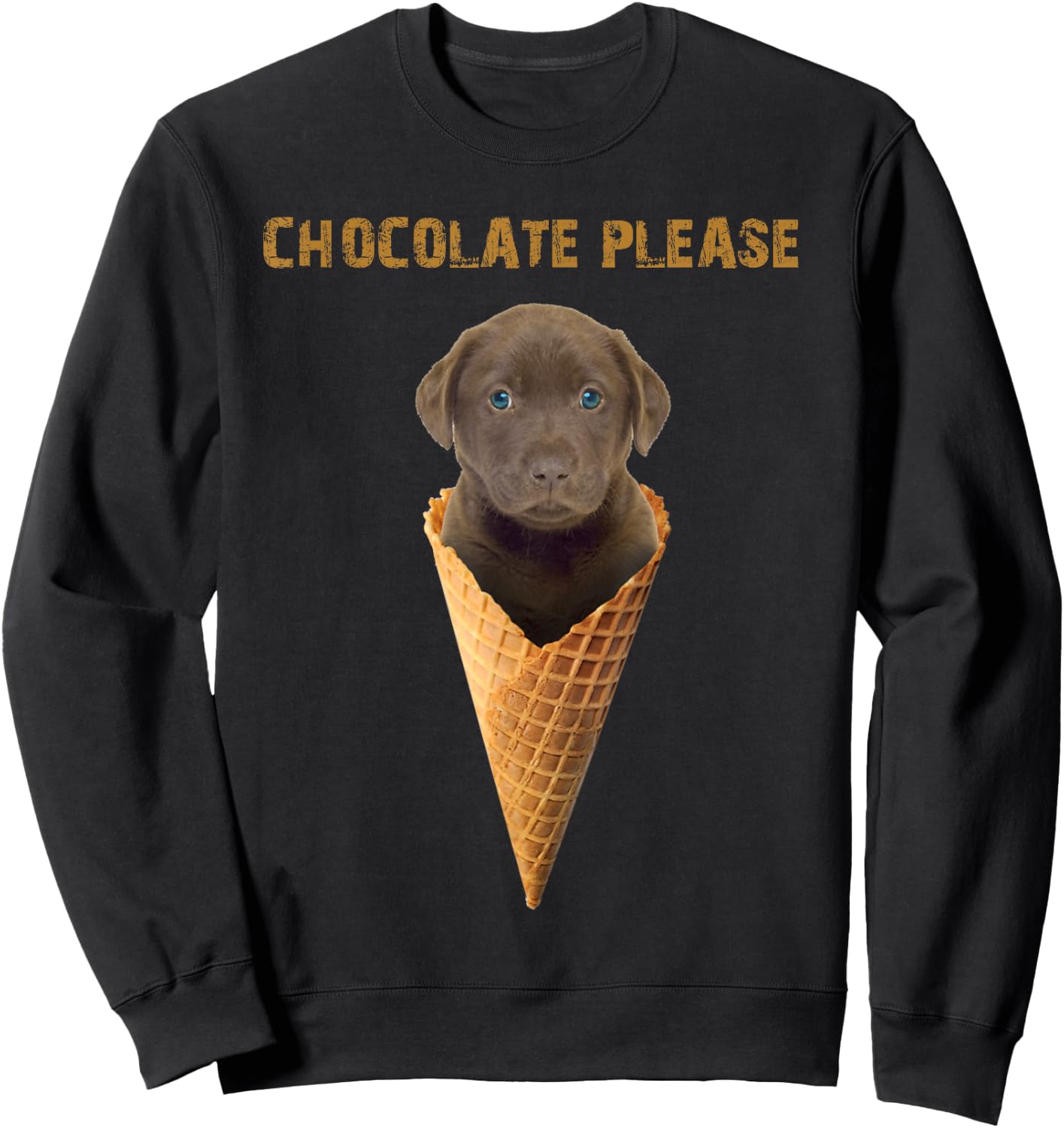 Chocolate Lab Waffle Cone Ice Cream Cute Puppy Women Kids Sweatshirt - Sweatshirt | Black