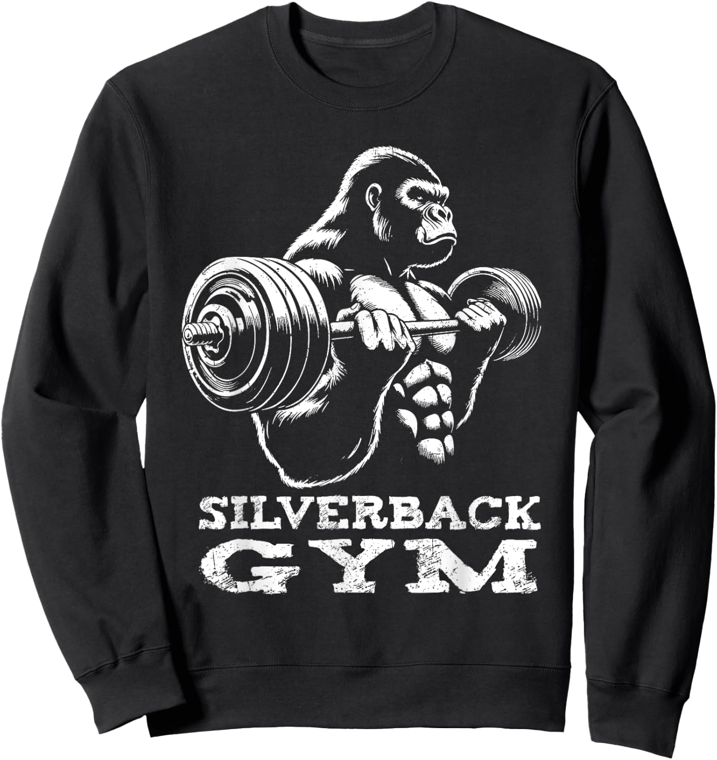 Silverback Gym Gorilla Weightlifting Workout Fitness Grunge Sweatshirt - Sweatshirt | Black