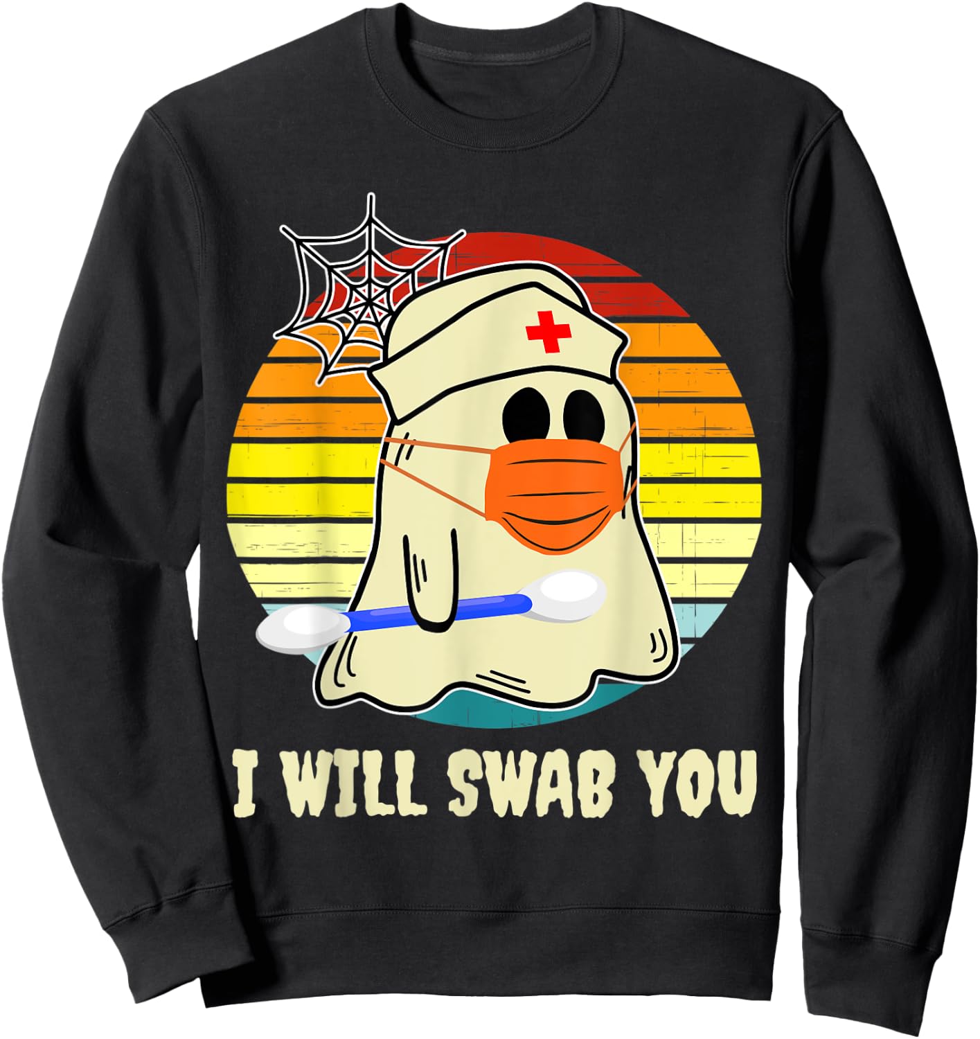 I Will Swab You Nurse Zombie Funny Halloween Nurses Gift Sweatshirt - Sweatshirt | Black