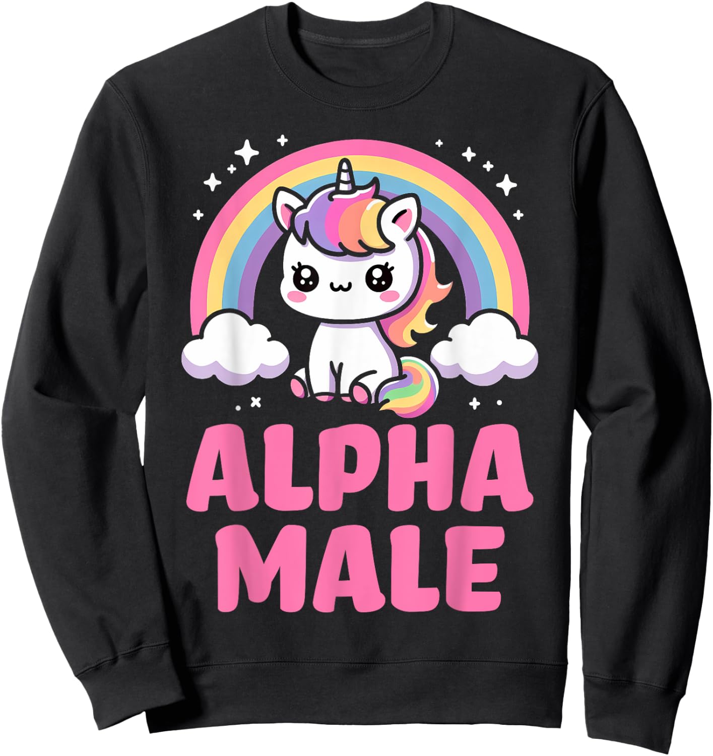 Alpha Male Unicorn Boys Ironic Cute Funny Sarcastic Humor Sweatshirt - Sweatshirt | Black