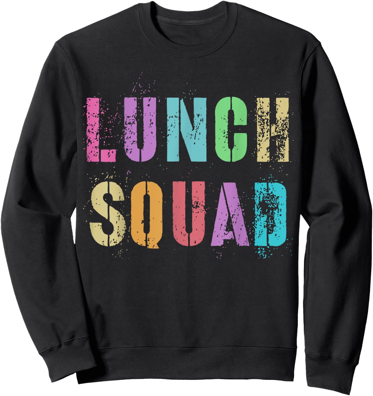 Vintage LUNCH SQUAD Back To School Office Food Service Crew Sweatshirt - Sweatshirt | Black
