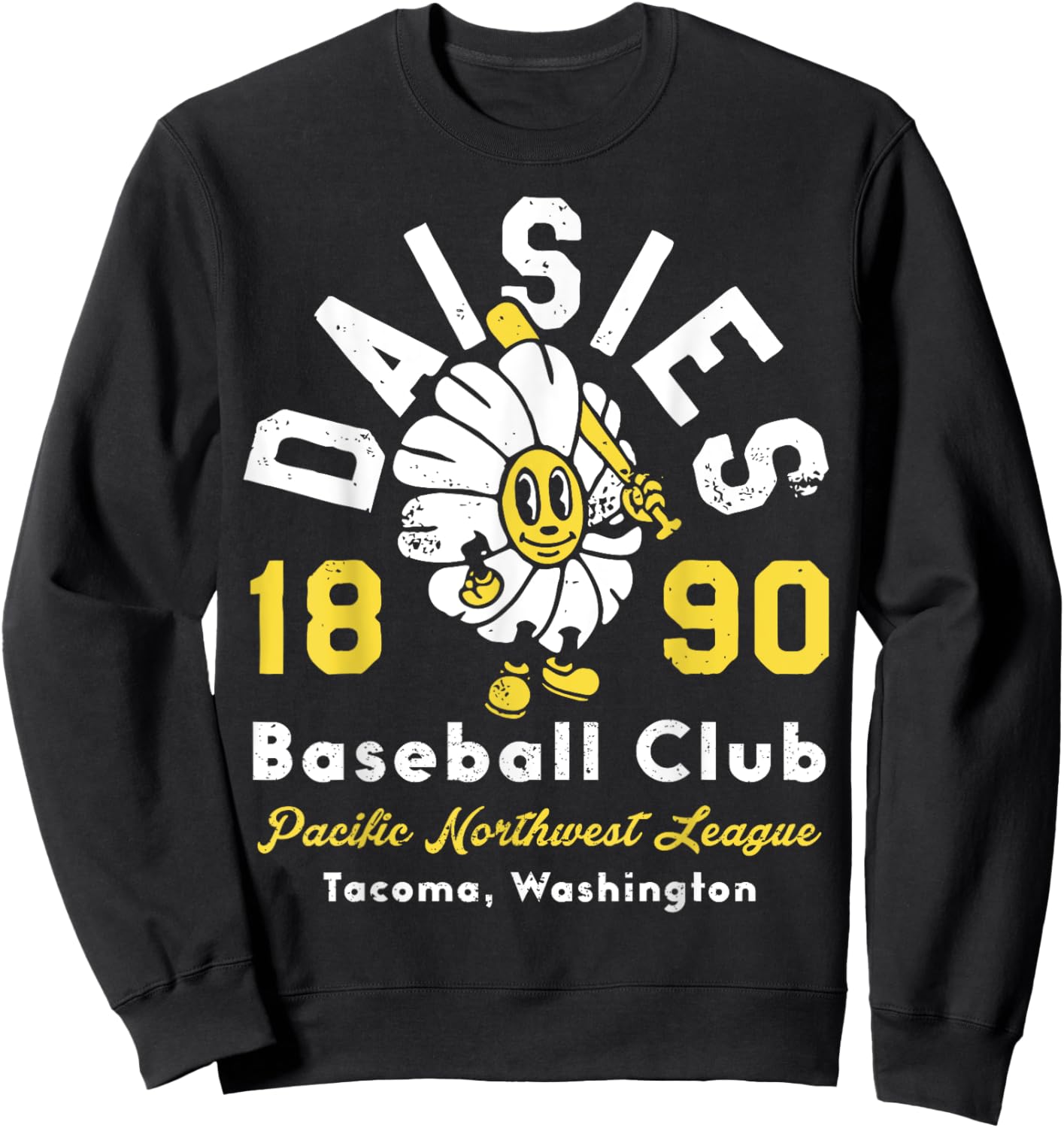 Tacoma Daisies Washington Vintage Defunct Baseball Sweatshirt - Sweatshirt | Black