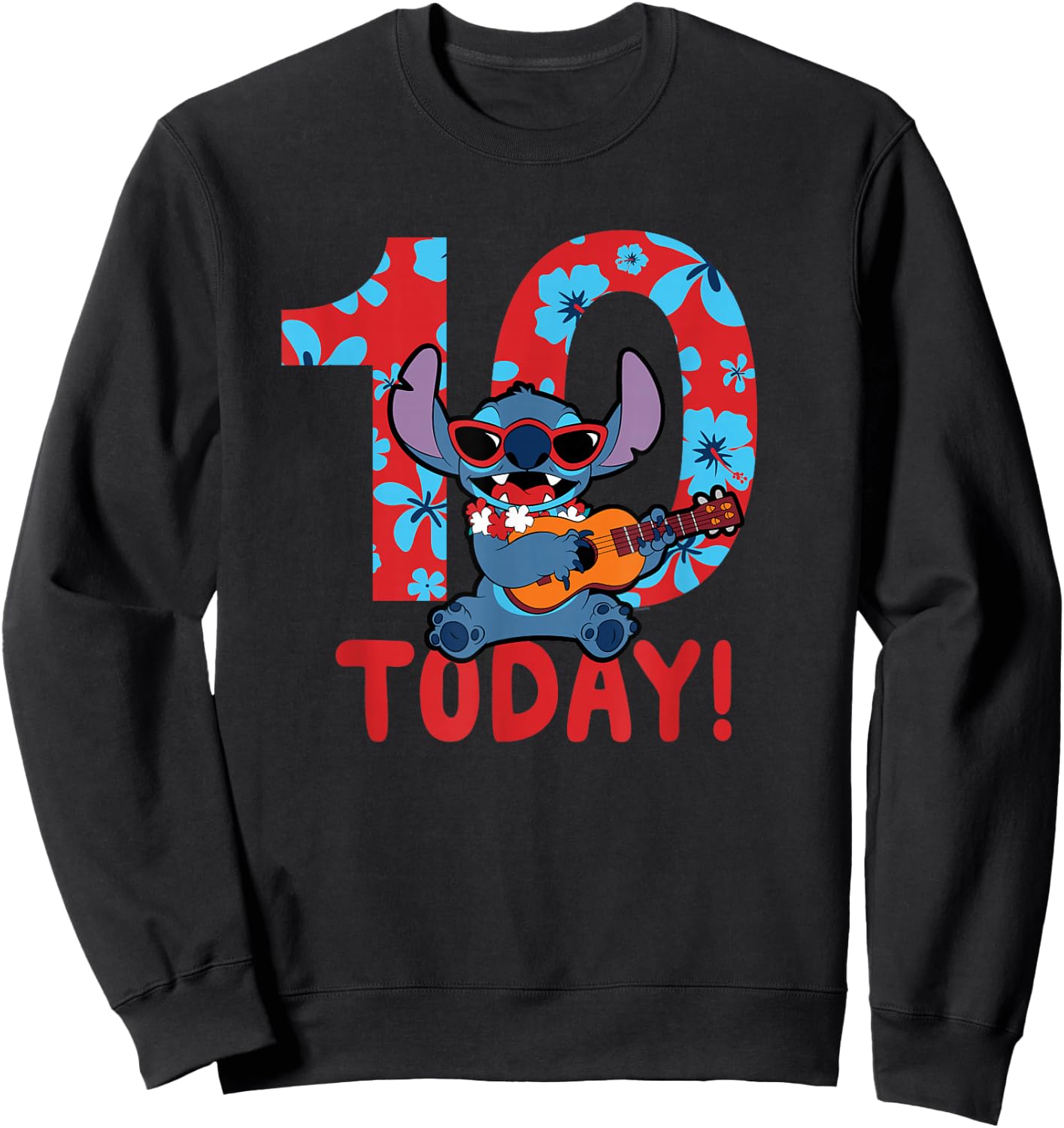 Disney Lilo & Stitch Tropical Birthday 10 Years Old Today Sweatshirt - Sweatshirt | Black