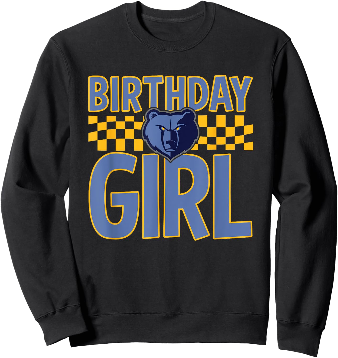 NBA Memphis Grizzlies Birthday Girl Checkered Logo Sweatshirt - Sweatshirt | Black