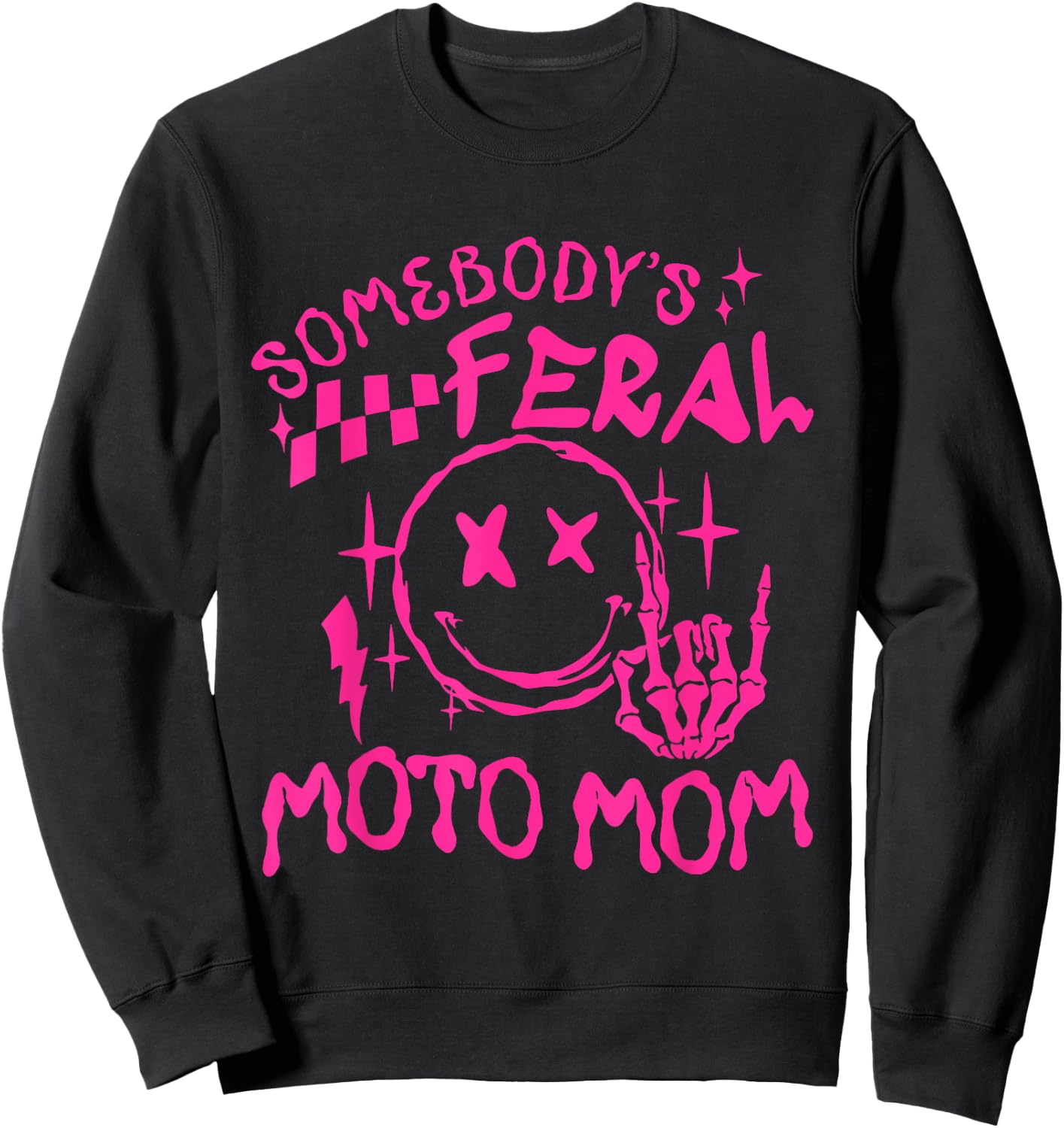 somebody's Feral moto Mom Sweatshirt - Sweatshirt | Black