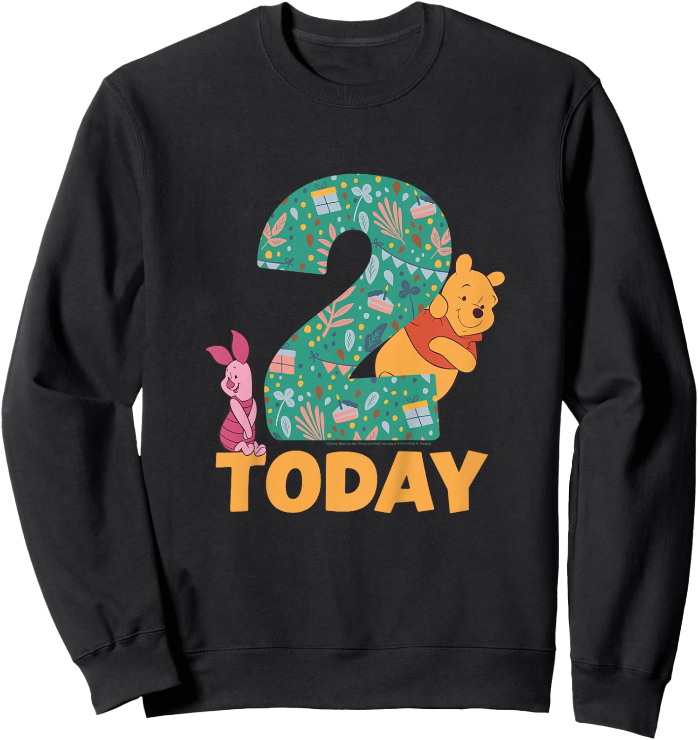 Disney Winnie the Pooh & Piglet Birthday 2 Years Old Today Sweatshirt - Sweatshirt | Black