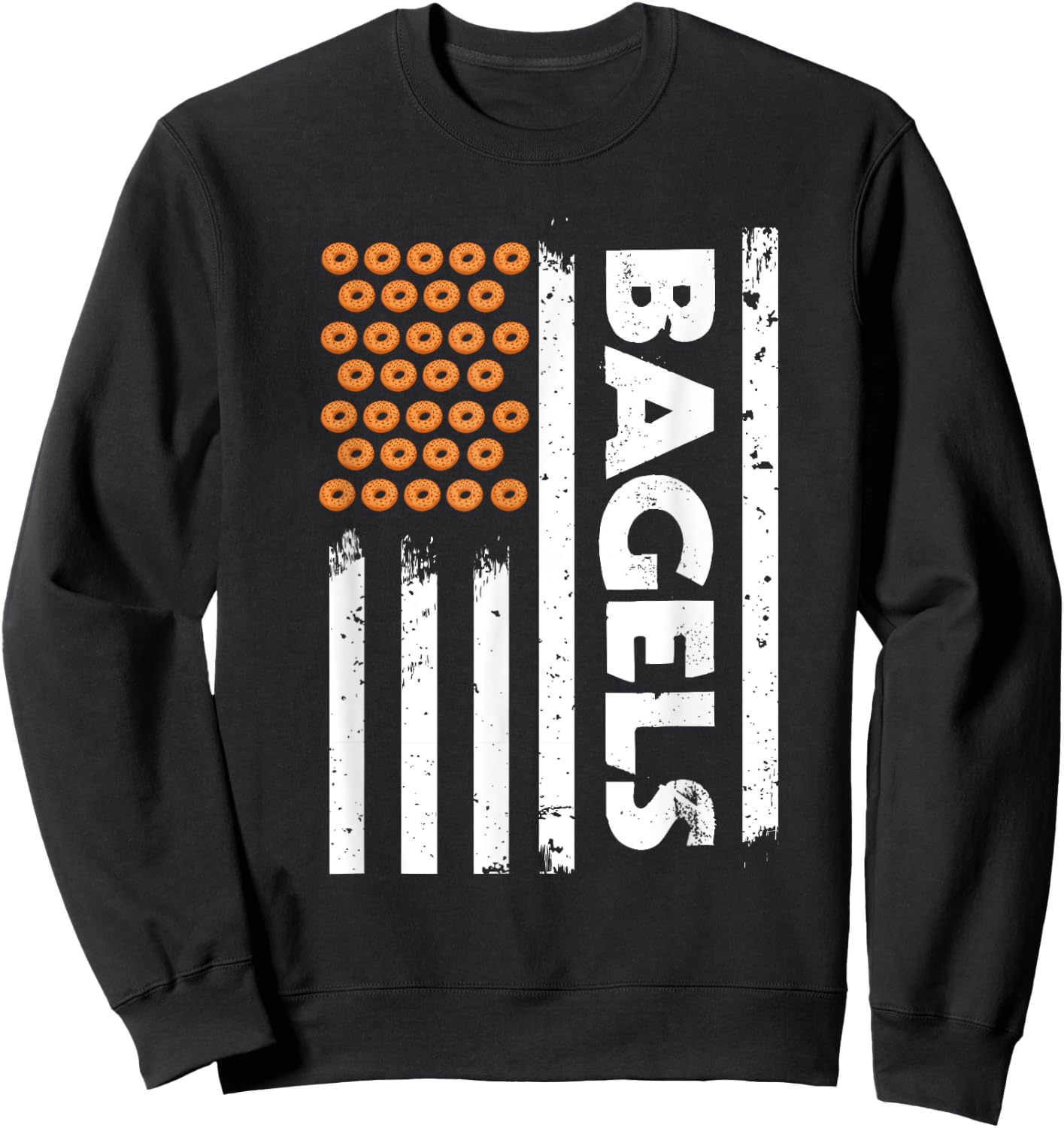 USA Flag Bagels Apparel Eating Breakfast Food America Men Sweatshirt - Sweatshirt | Black