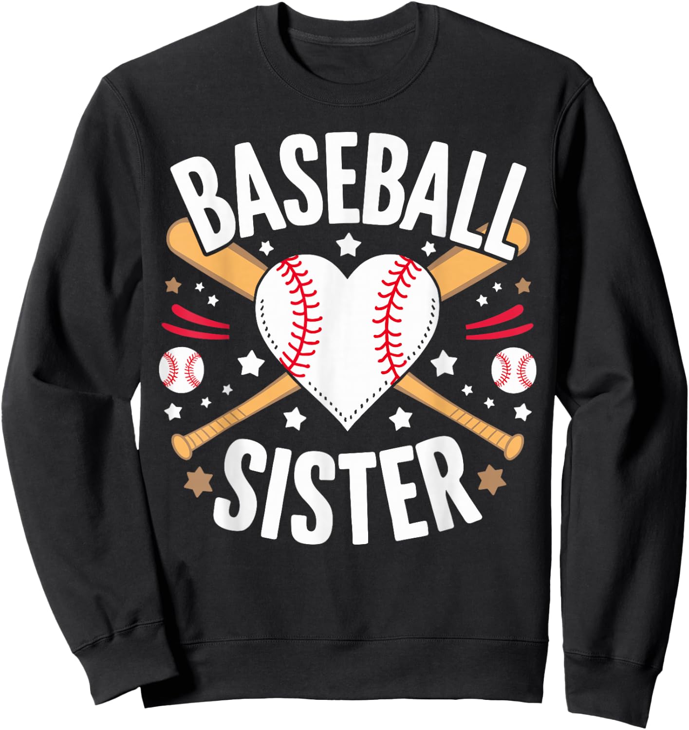 Funny Sister Baseball Sister Sweatshirt - Sweatshirt | Black