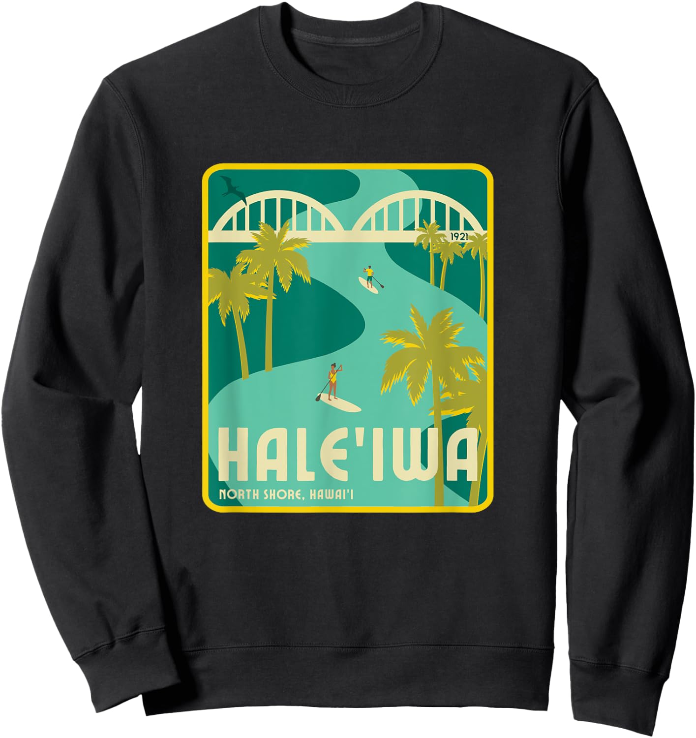 Retro Hale'iwa North Shore Hawaii Sweatshirt - Sweatshirt | Black