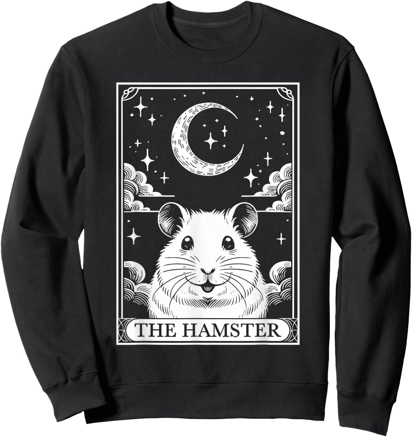 Tarot Card Vintage Crescent Moon Hamster Mom Pet Lovers Sweatshirt - Sweatshirt | Black