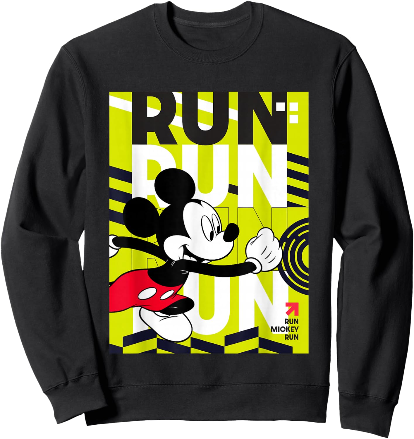 Disney Mickey And Friends Run Mickey Run Neon Chest Poster Sweatshirt - Sweatshirt | Black