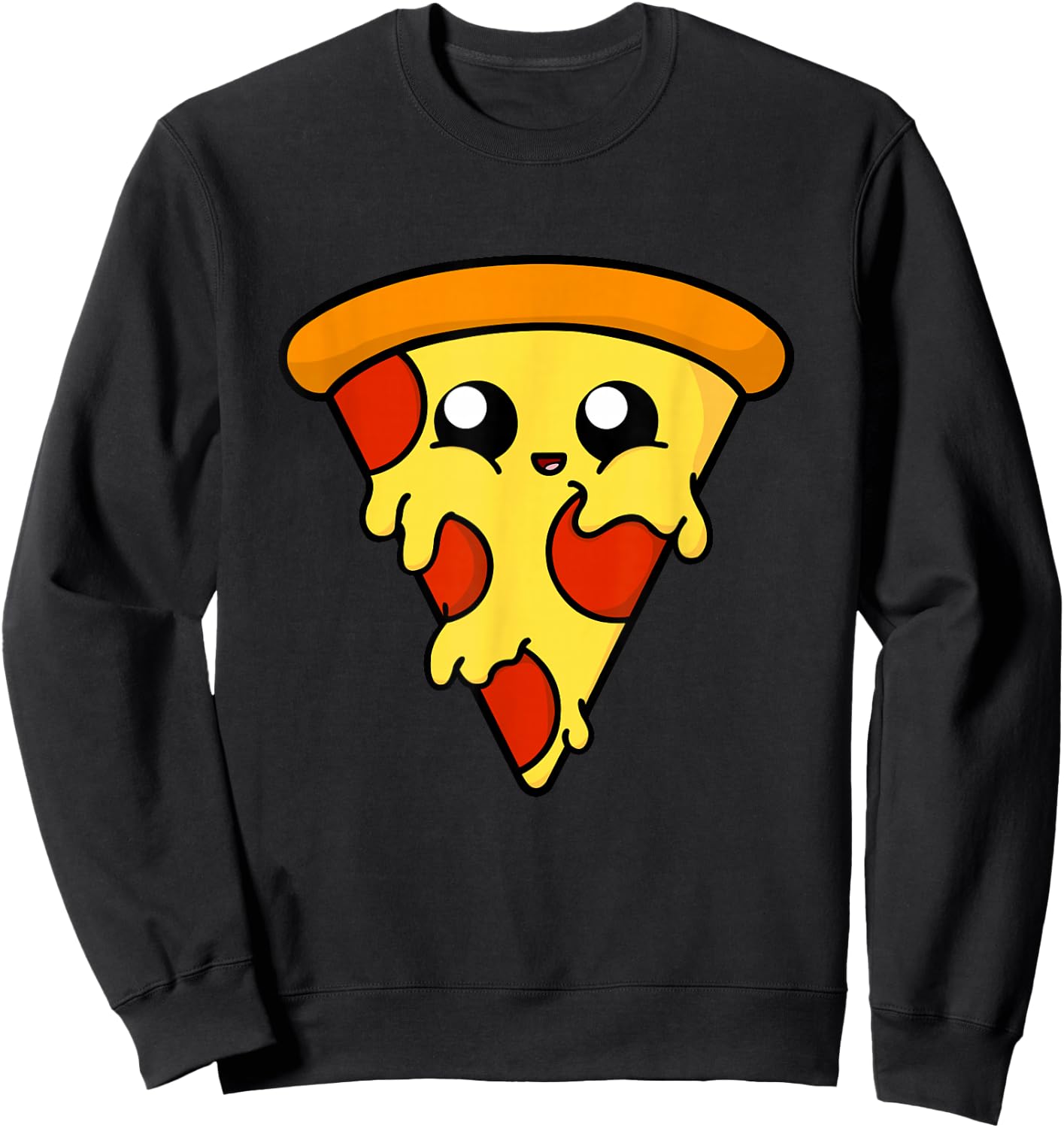 Cute Pizza T Shirt Gift Boys Girls Women Men Sweatshirt - Sweatshirt | Black