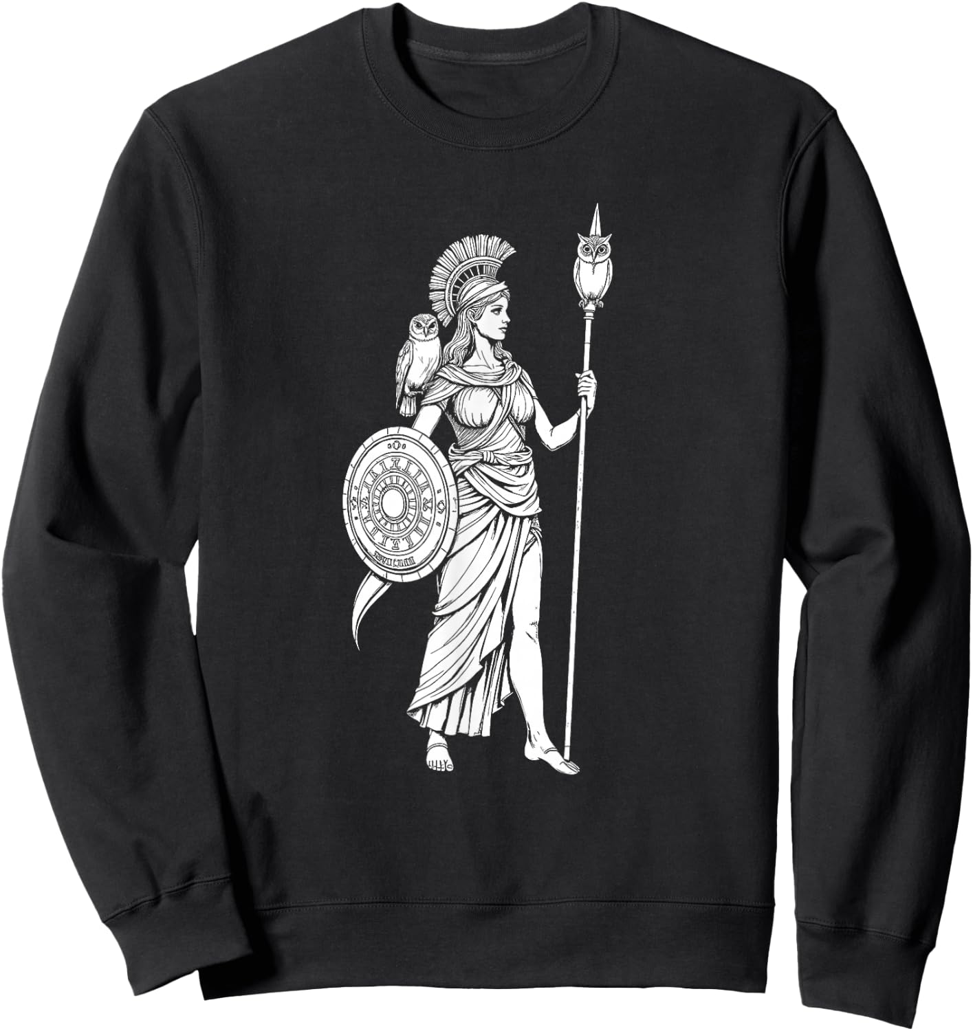 Athena Greek Mythology Design Sweatshirt - Sweatshirt | Black