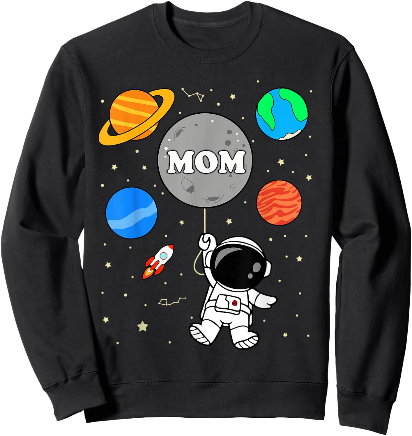 Mom Outer Space Birthday Party Family kids Sweatshirt - Sweatshirt | Black