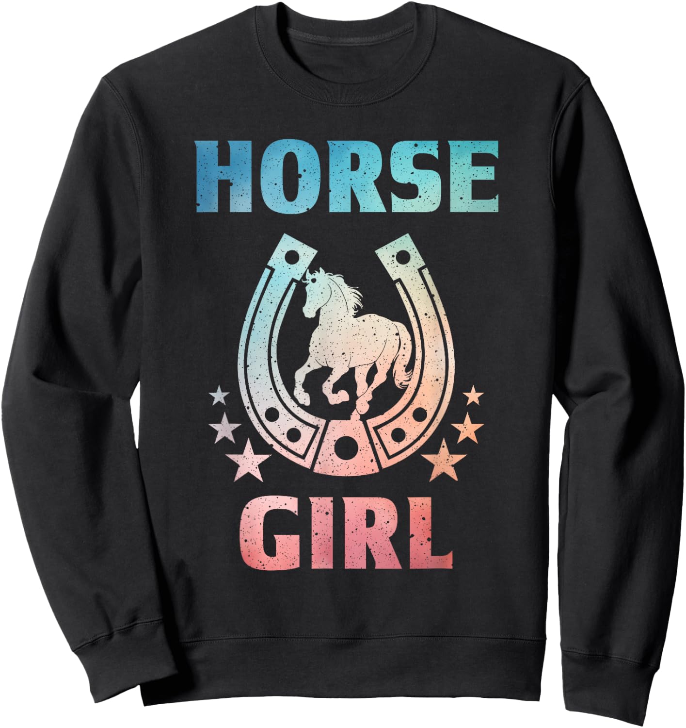 Horse Art Girls Kids Horseback Riding Equestrian Sweatshirt - Sweatshirt | Black