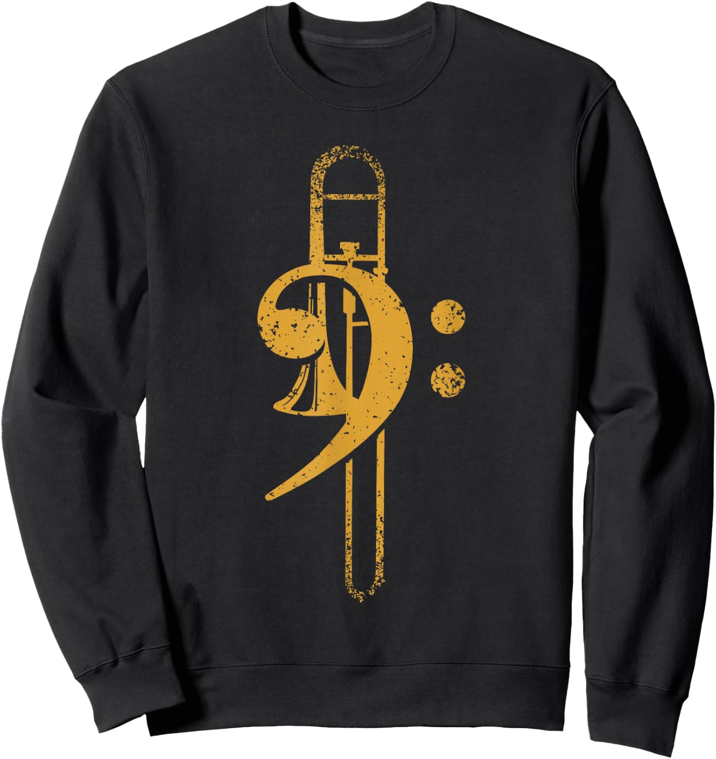 Vintage Bass Clef Trombone Sweatshirt - Sweatshirt | Black