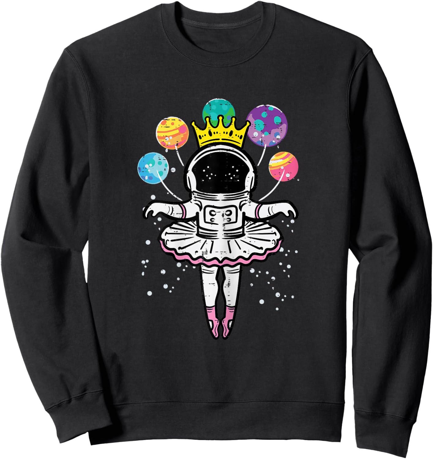 Astronaut Ballerina Space Ballet Women Girls Kids Toddler Sweatshirt - Sweatshirt | Black