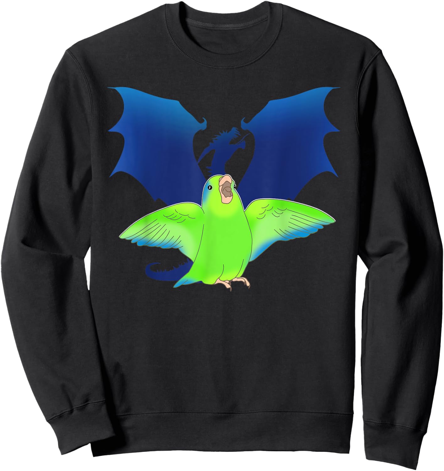 Dragon Shadow Green Parrotlet Funny Birb merch Parrot Kawaii Sweatshirt - Sweatshirt | Black