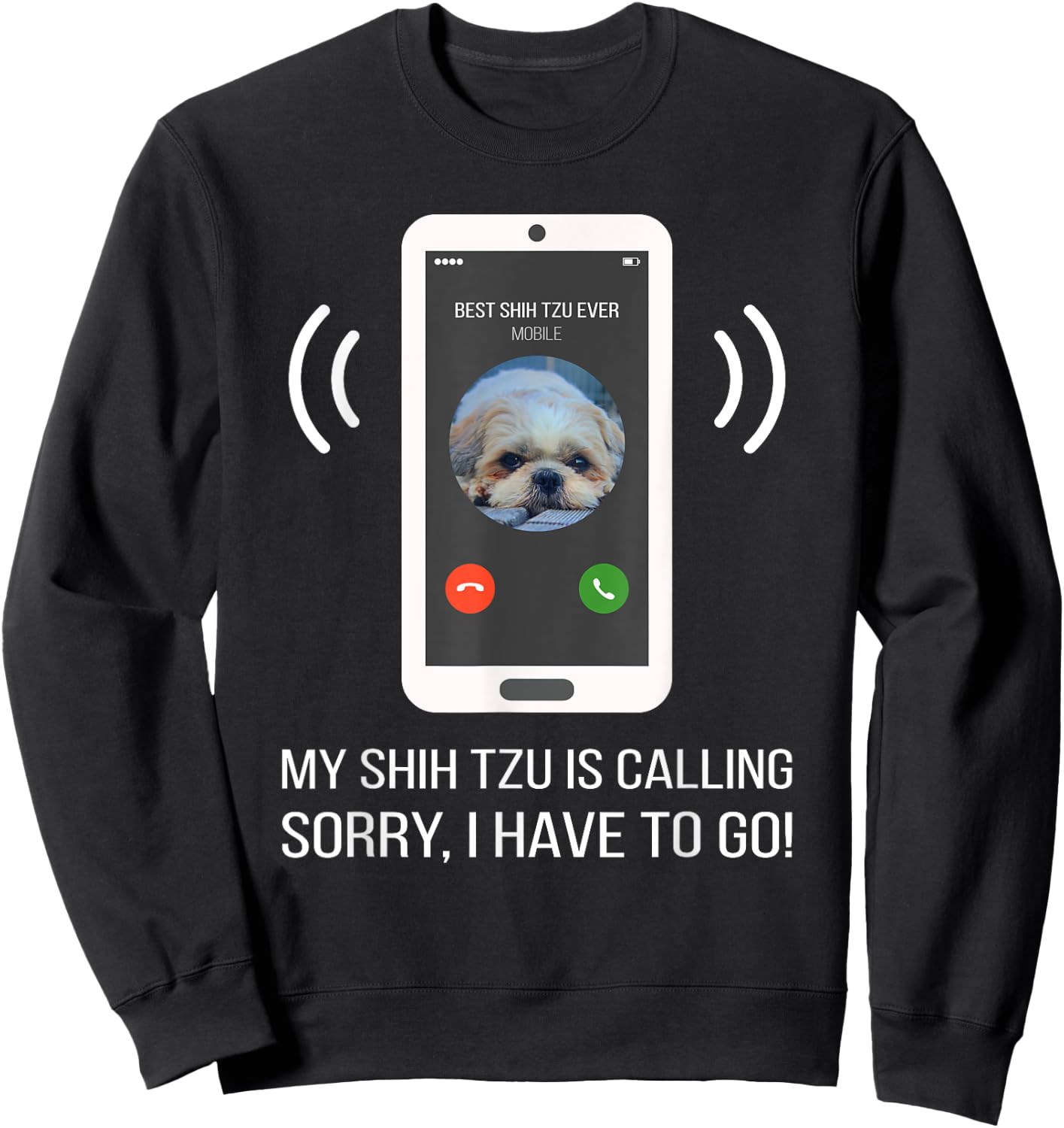 Funny Shih Tzu Dog Women Girls Kids Sweatshirt - Sweatshirt | Black