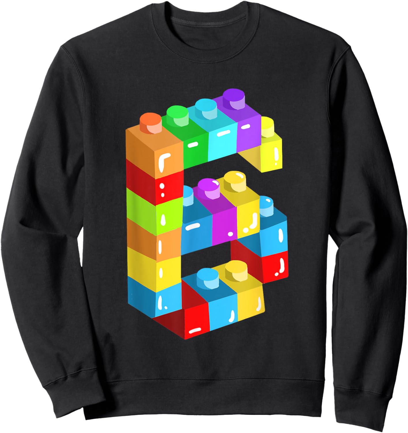 Kids Building Blocks Bricks 6 Years Old 6th Birthday Boys Sweatshirt - Sweatshirt | Black